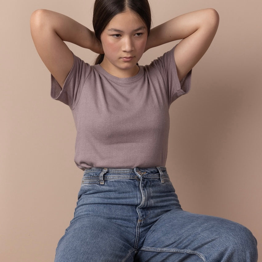 Classic Tee - Women - Bourette Silk - Mauve