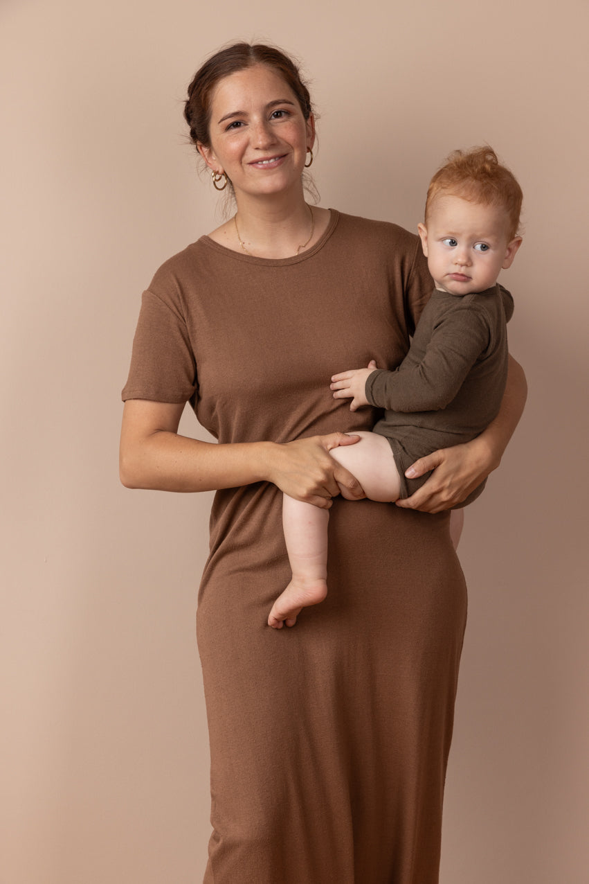 Long Dress - Women - Bourette Silk - Terracotta