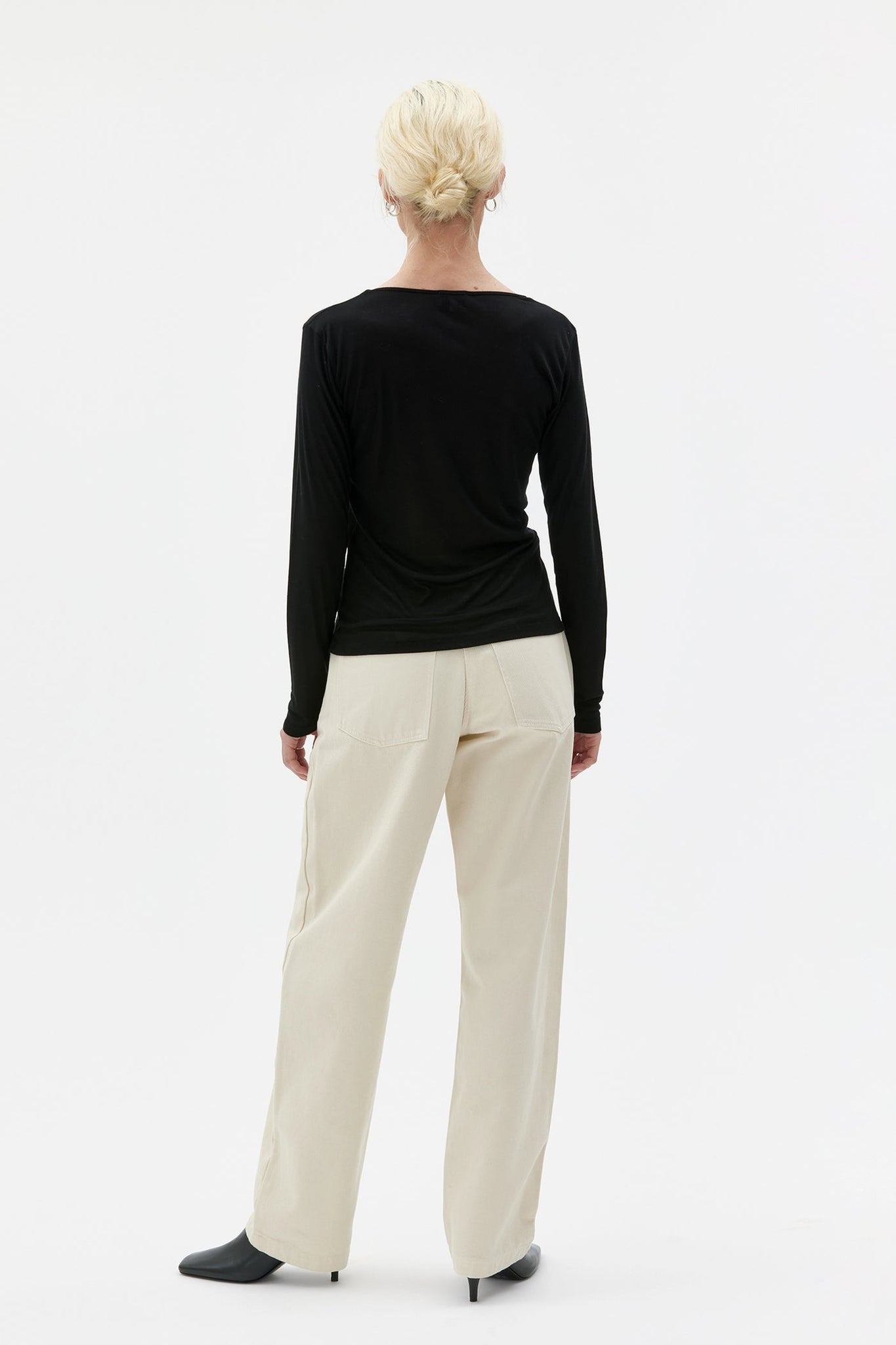 Vola Light Tencel Ribbed Top - Black