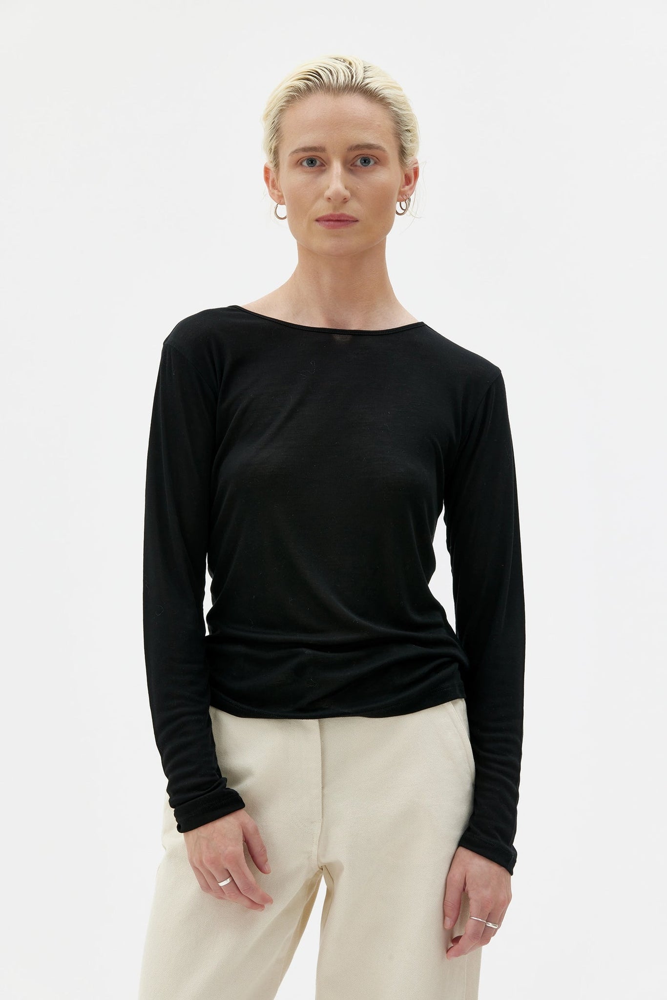 Vola Light Tencel Ribbed Top - Black