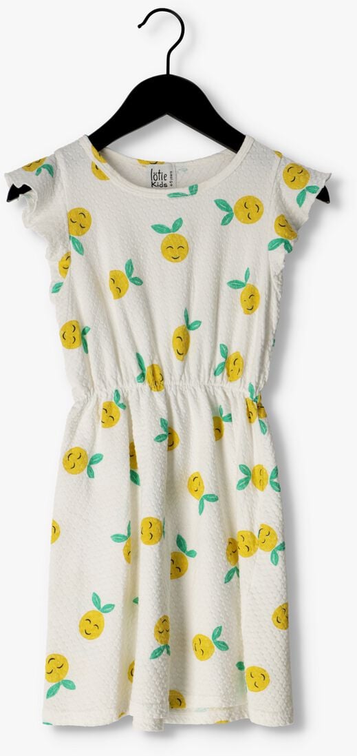 Minikleid Ruffle Sleeve Jacquard Dress Zitrone weiss