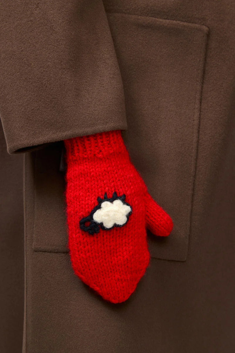 Mittens with sheep - Red
