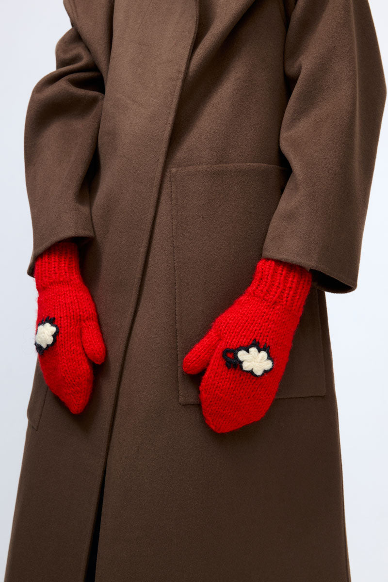 Mittens with sheep - Red