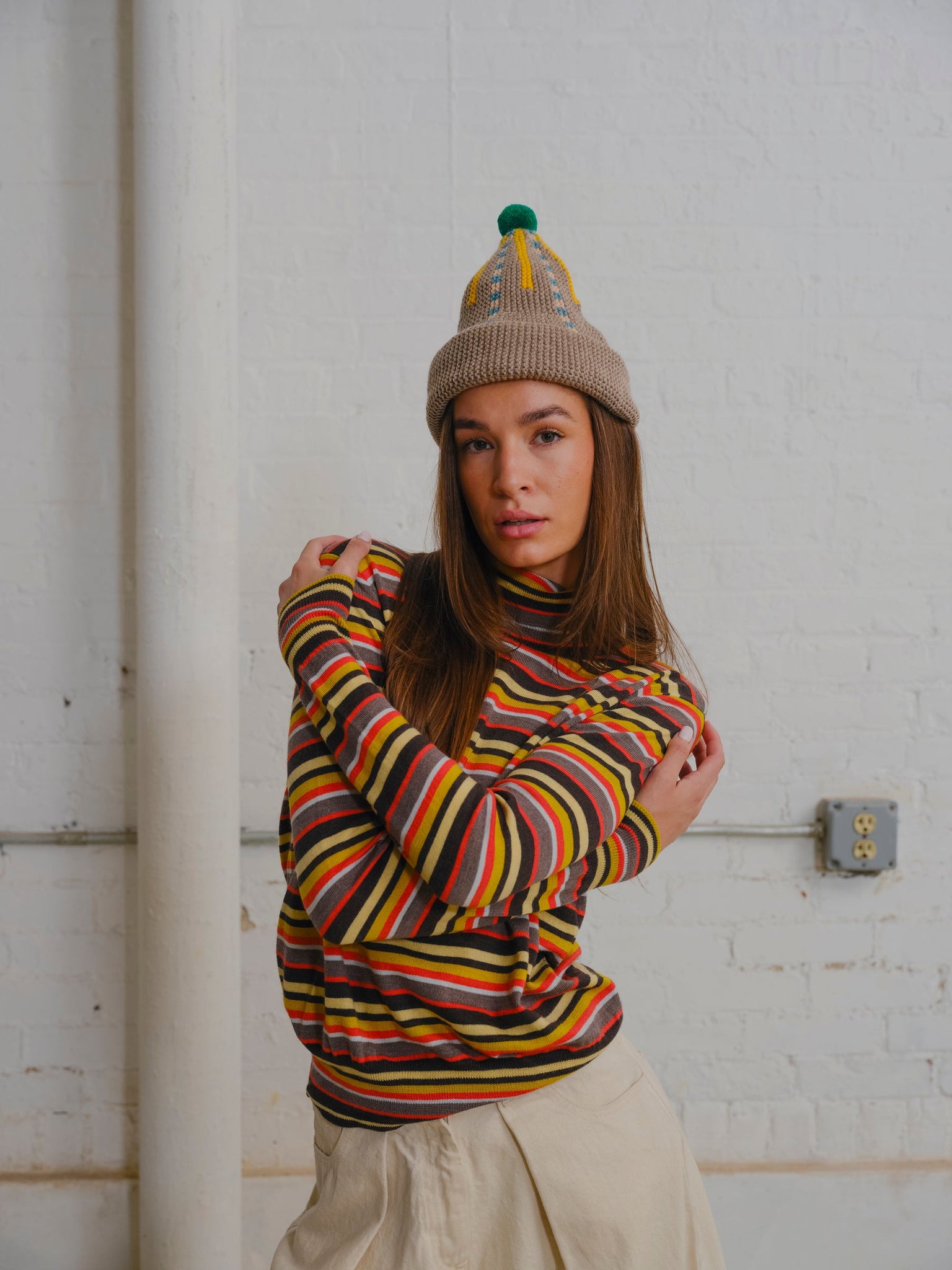 Retro Striped Turtleneck - Multicolor