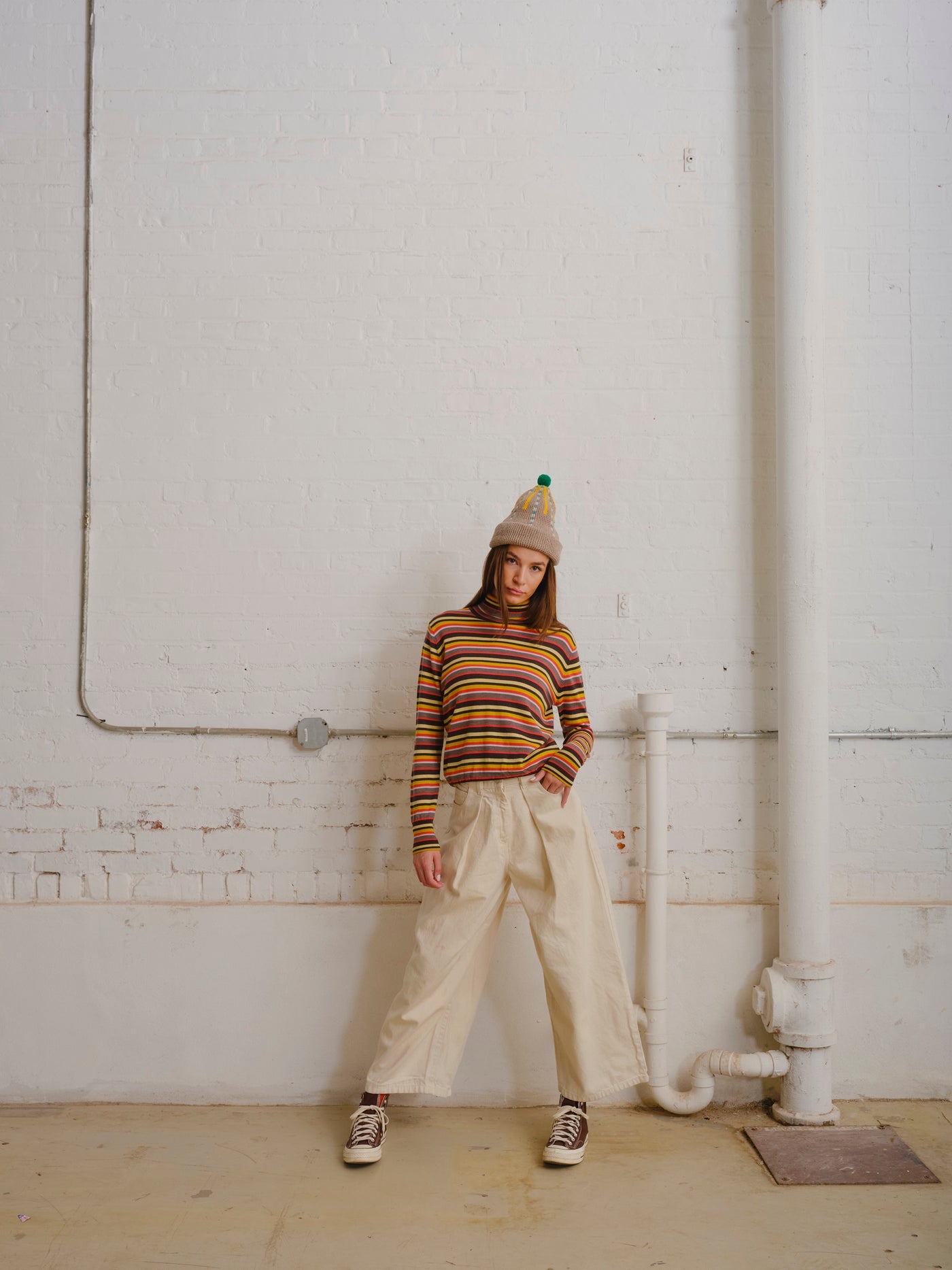 Retro Striped Turtleneck - Multicolor