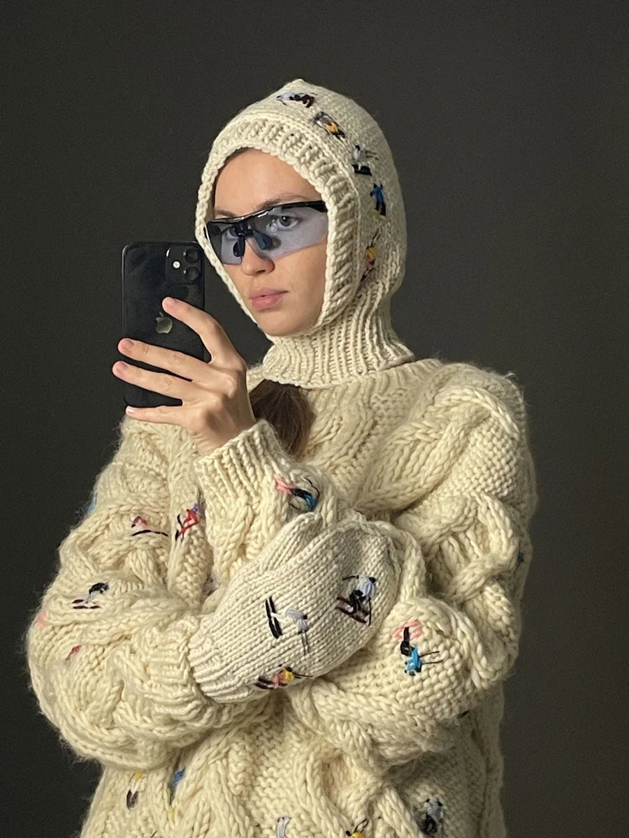 Skiers on the slope balaclava - Ivory