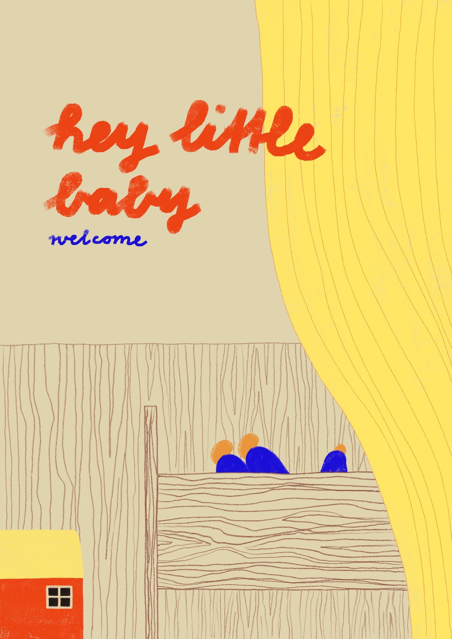 Postkarte hey little baby welcome