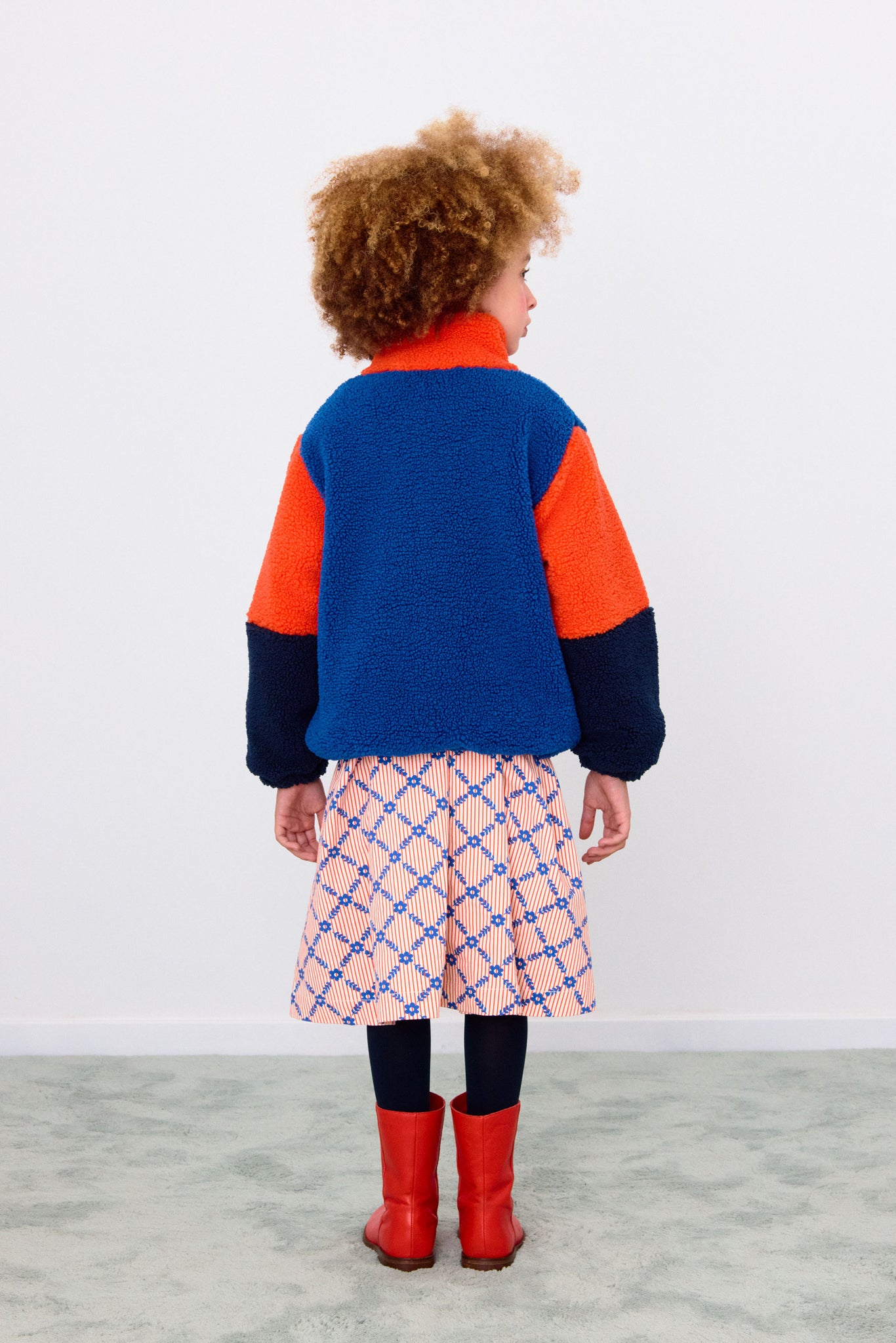Color Block Polar Sherpa Jacket - Summer Red