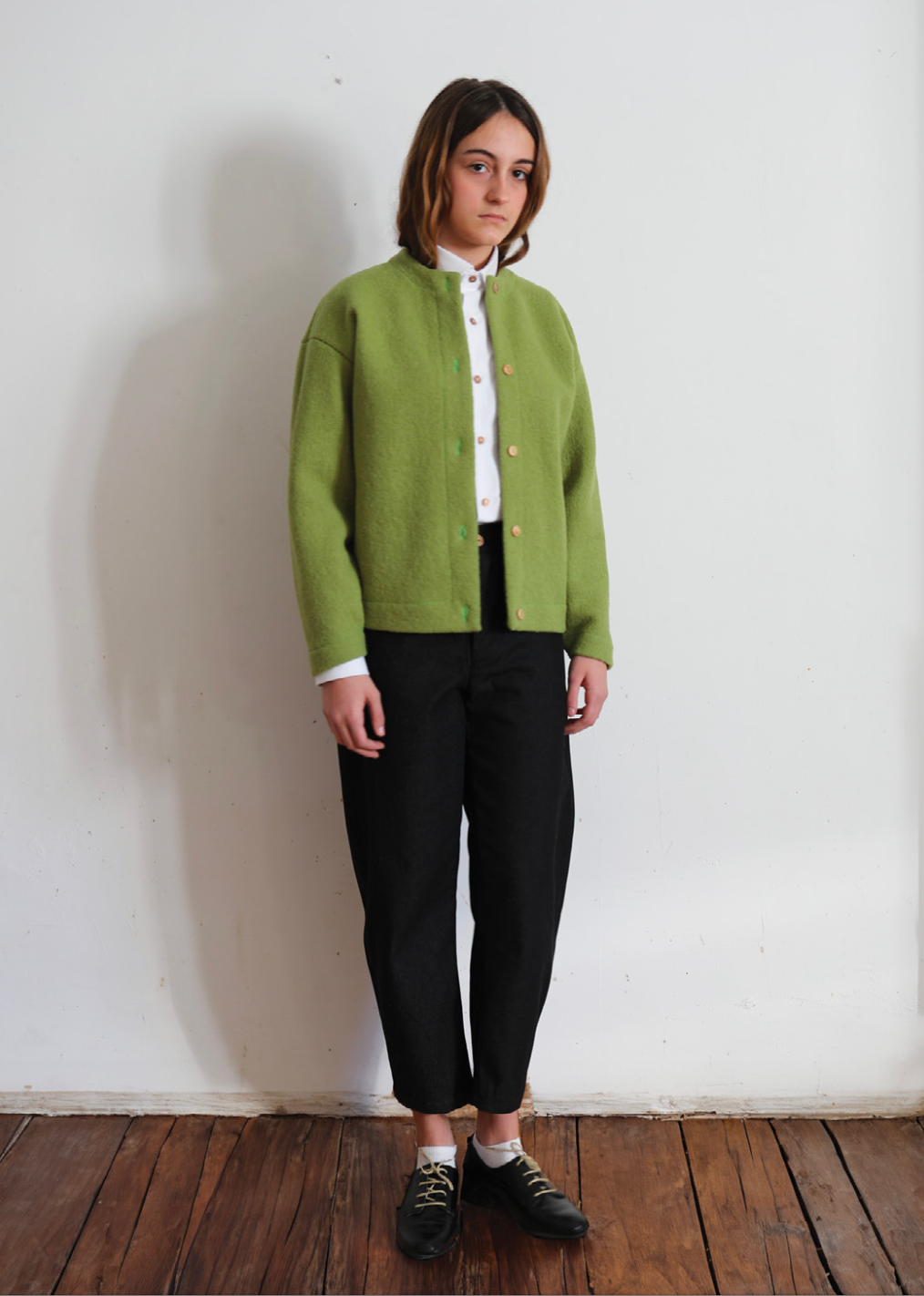 Round Cardigan - Kiwi/Brown/Black