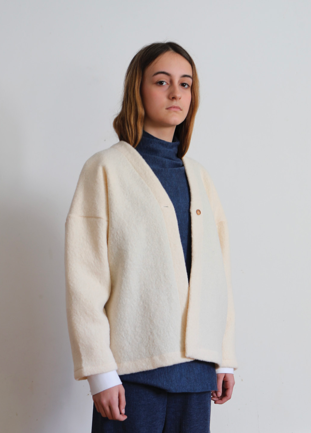 One Button Cardigan - Kiwi/Brown/Black