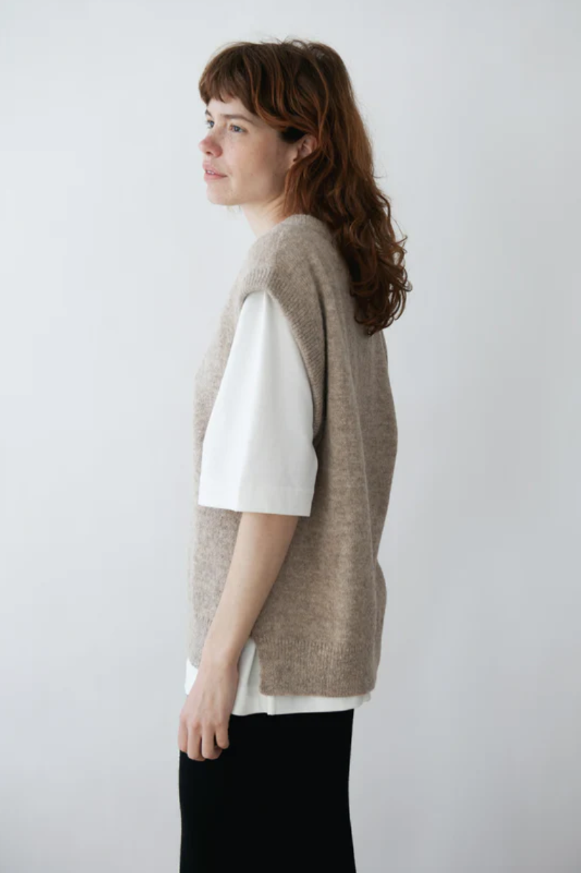 Robin Wool Vest - Greige/Olive