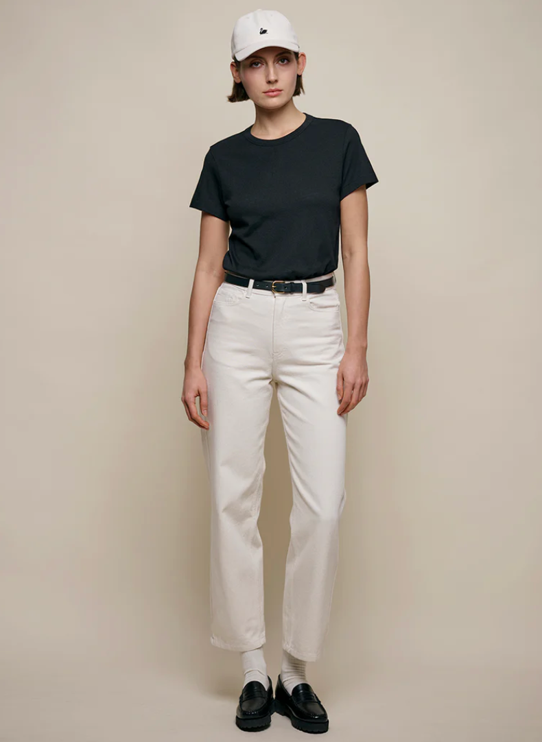 Premium Cotton-Cashmere Women's T-Shirt - Deep Black