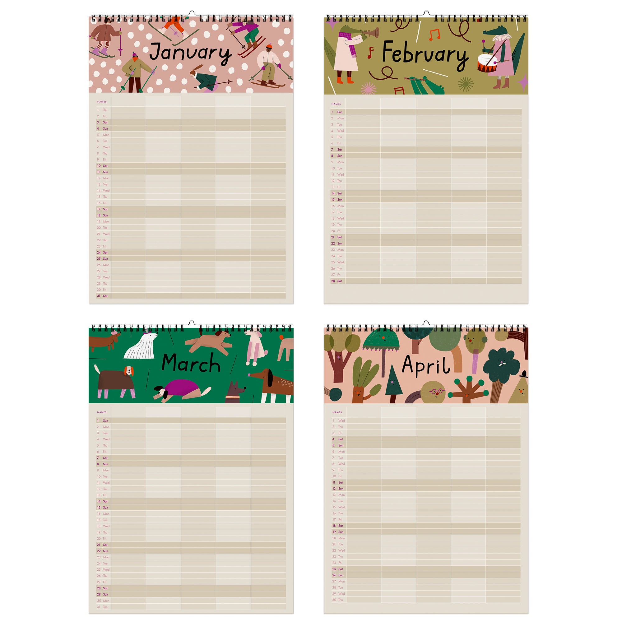 Familienkalender „Ponys u. Picknick“ 2026 inkl. Poster + 88 Sticker