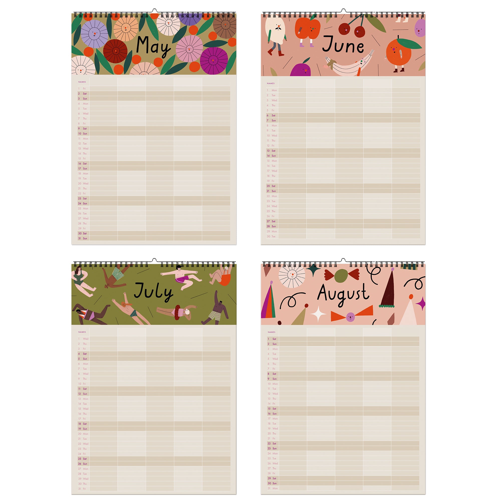 Familienkalender „Ponys u. Picknick“ 2026 inkl. Poster + 88 Sticker