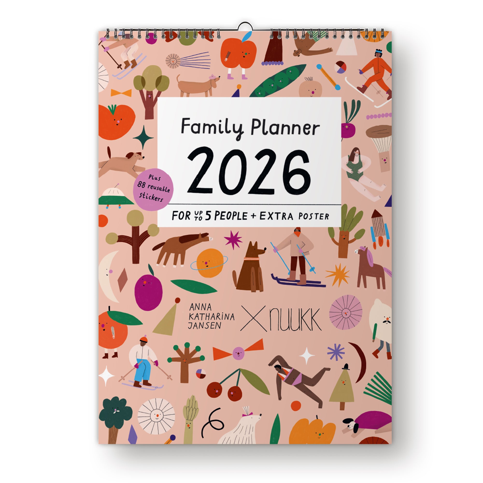Familienkalender „Ponys u. Picknick“ 2026 inkl. Poster + 88 Sticker