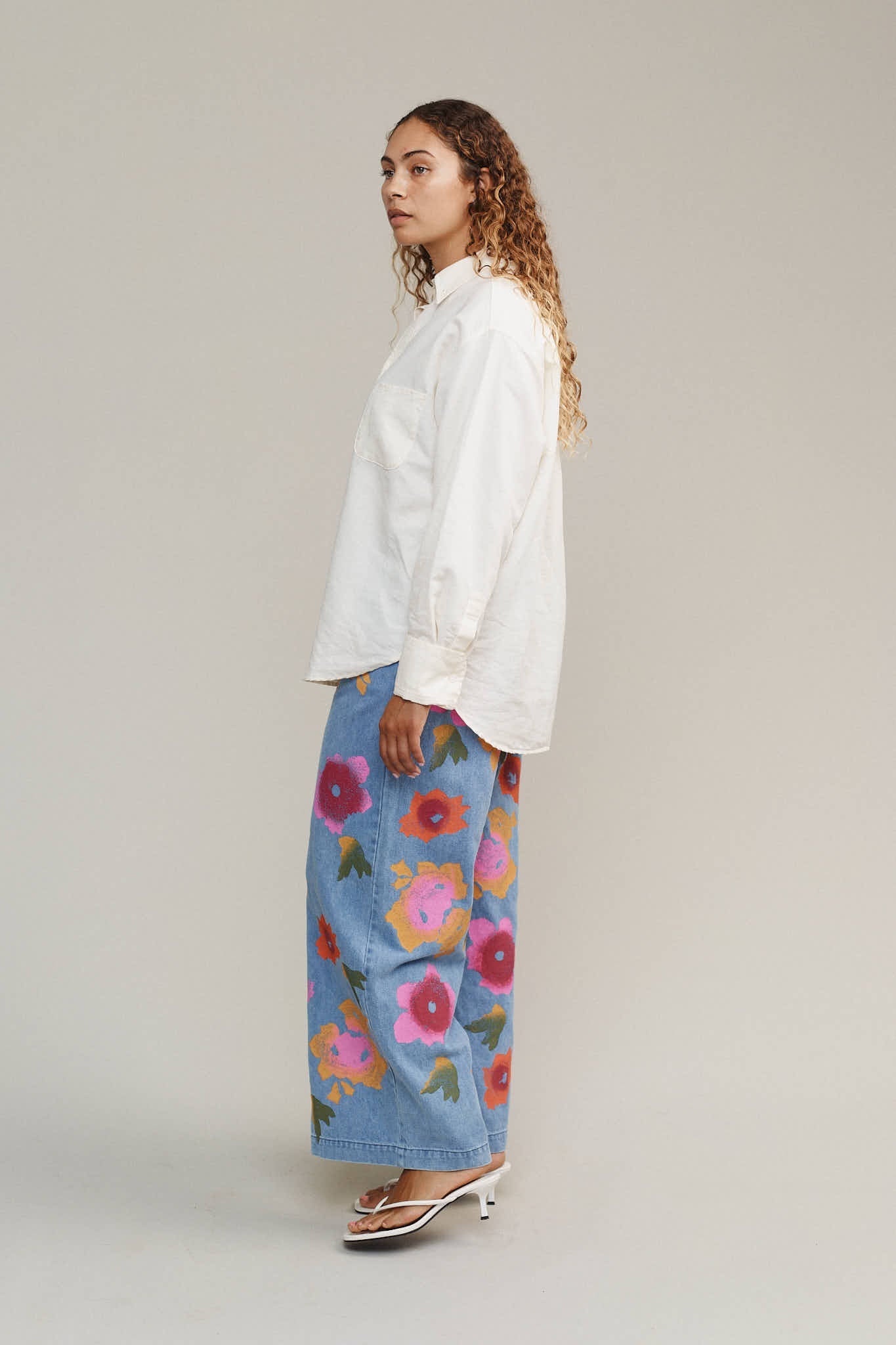 Floral Denim Disco Pant