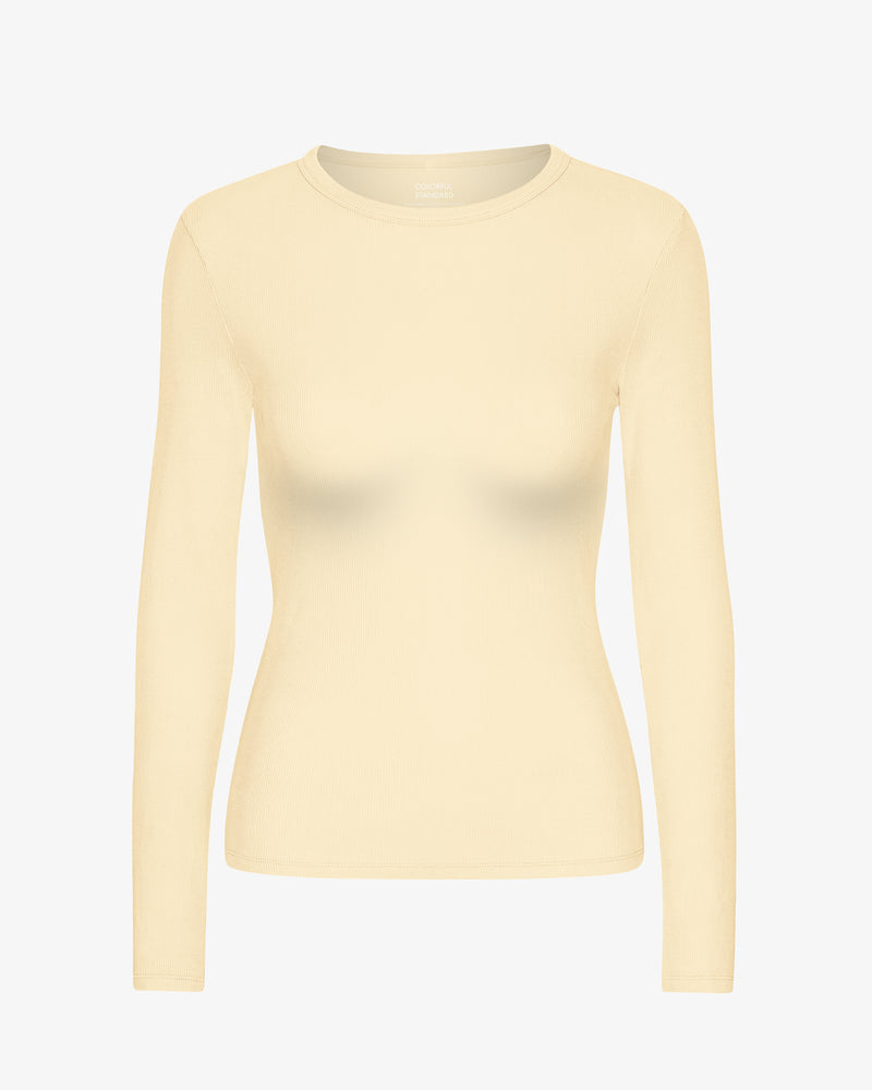 WOMEN ORGANIG RIB LS T-SHIRT - Soft Yellow