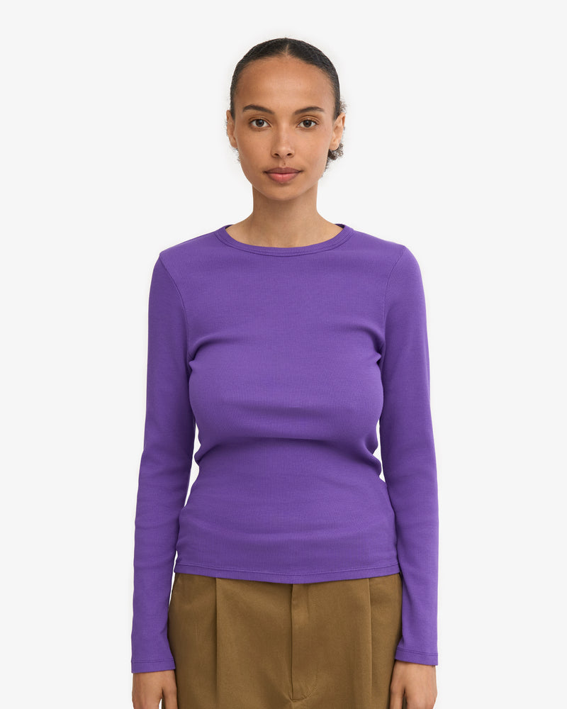 WOMEN ORGANIG RIB LS T-SHIRT - Ultra Violet