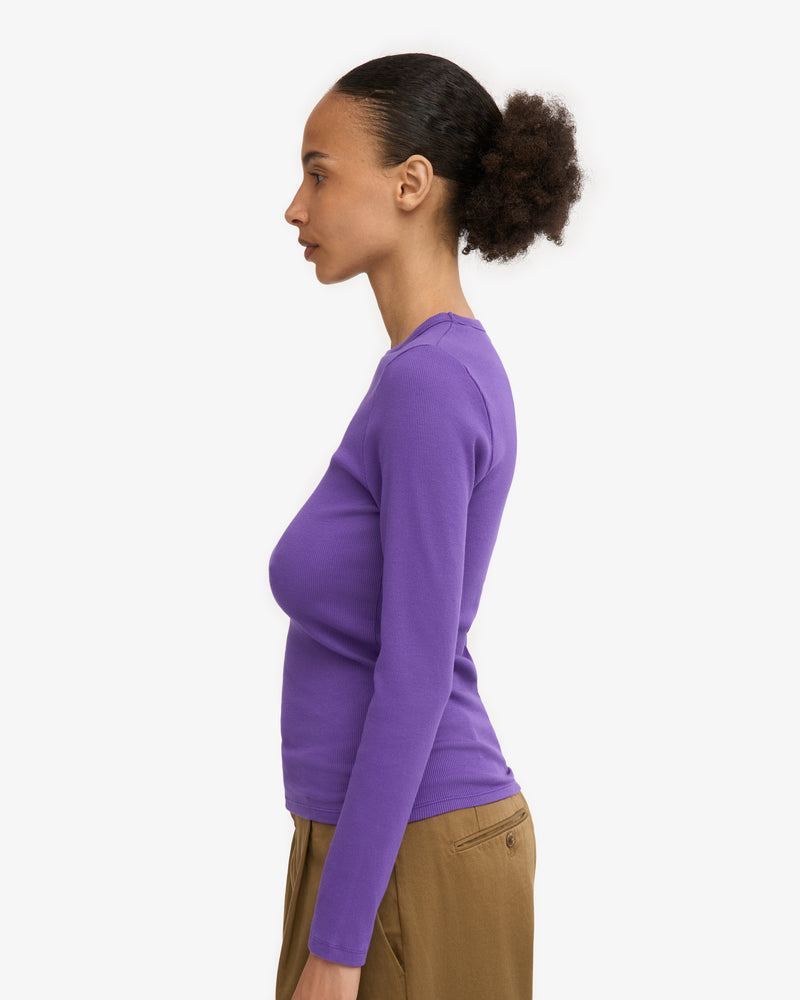 WOMEN ORGANIG RIB LS T-SHIRT - Ultra Violet