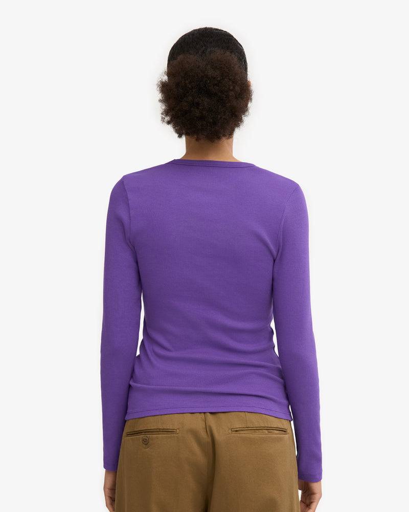WOMEN ORGANIG RIB LS T-SHIRT - Ultra Violet