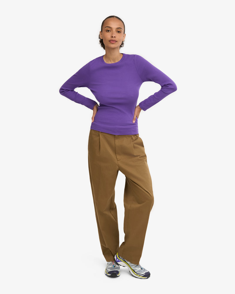 WOMEN ORGANIG RIB LS T-SHIRT - Ultra Violet