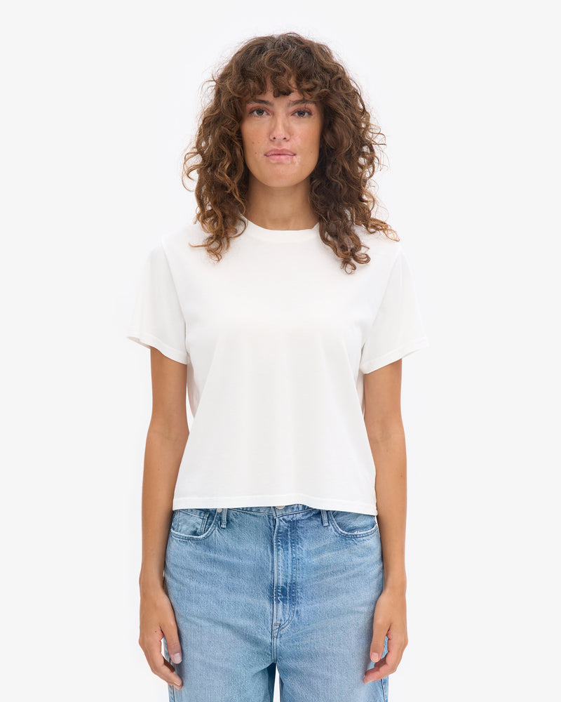 Organic Boxy Crop Tee - Faded Pink