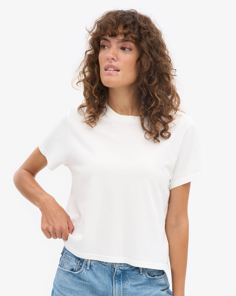 Organic Boxy Crop Tee - Faded Pink