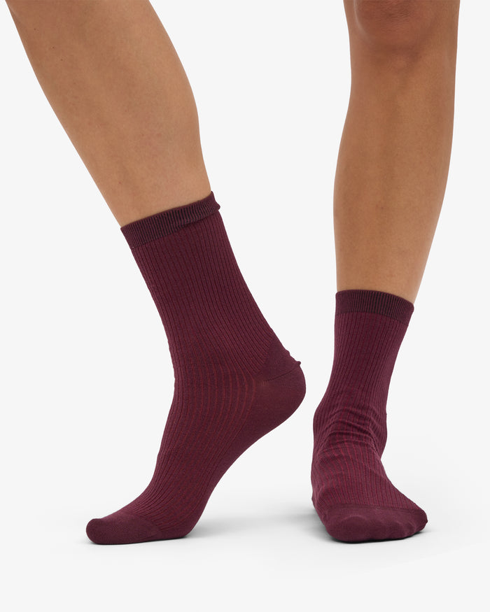WOMEN CLASSIC ORGANIC SOCK - Oxblood Red