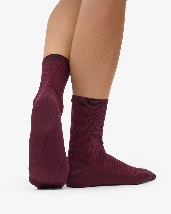WOMEN CLASSIC ORGANIC SOCK - Oxblood Red