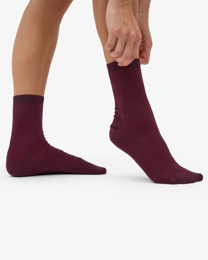 WOMEN CLASSIC ORGANIC SOCK - Oxblood Red