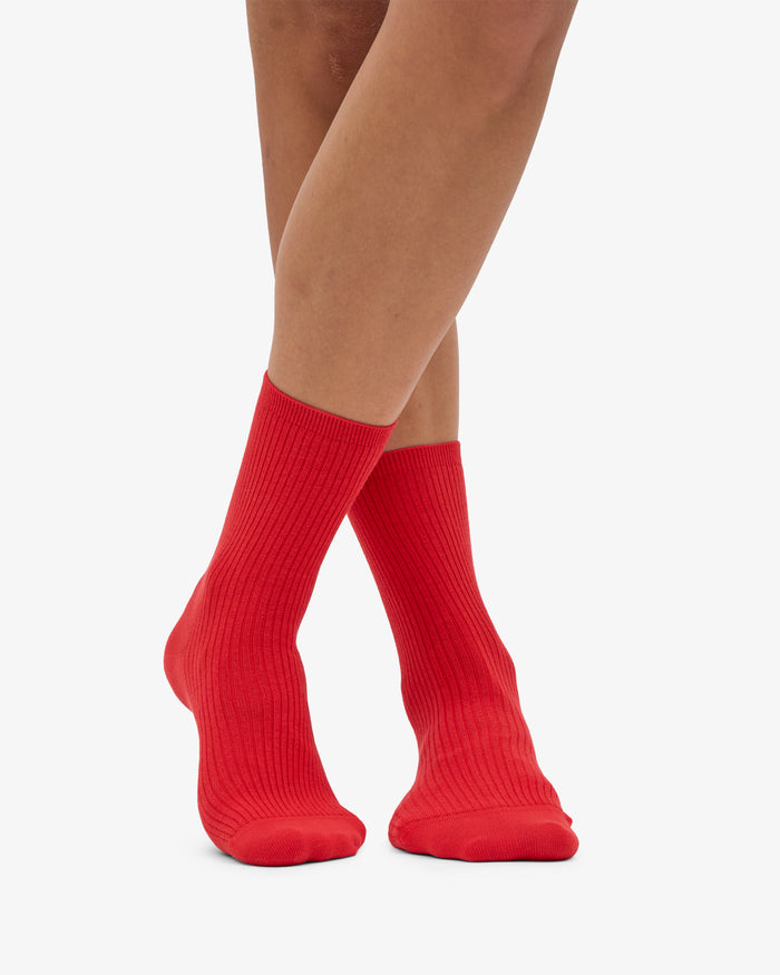 WOMEN CLASSIC ORGANIC SOCK - Red Tangerine