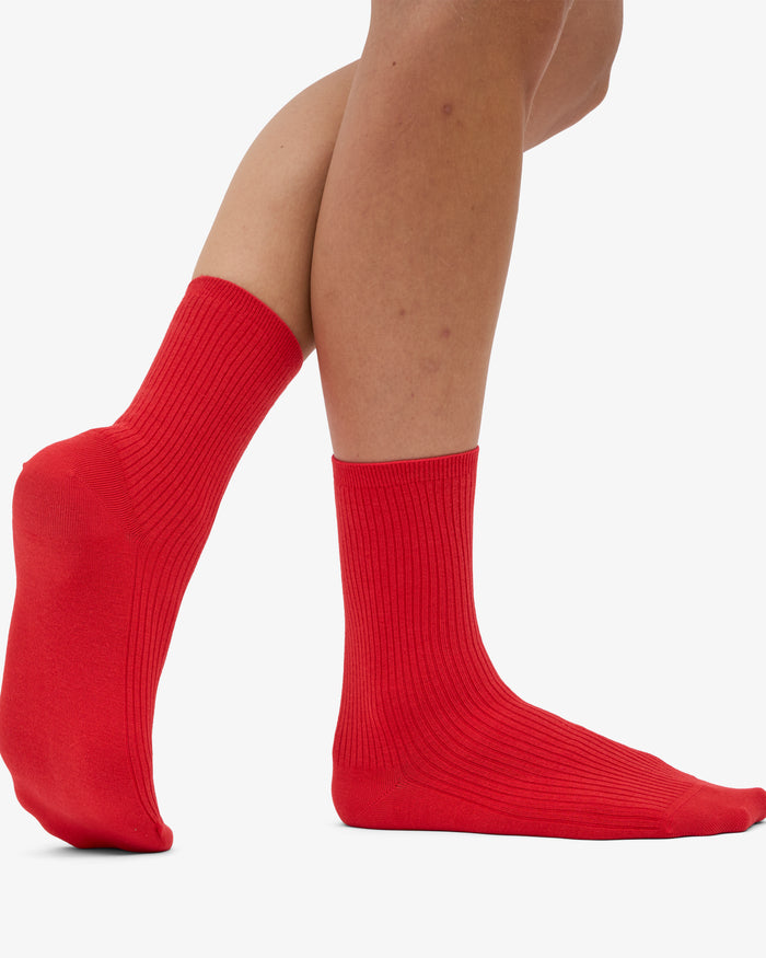 WOMEN CLASSIC ORGANIC SOCK - Red Tangerine