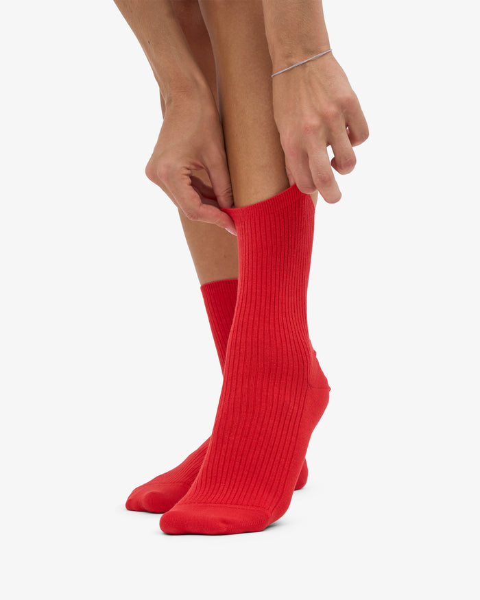 WOMEN CLASSIC ORGANIC SOCK - Red Tangerine