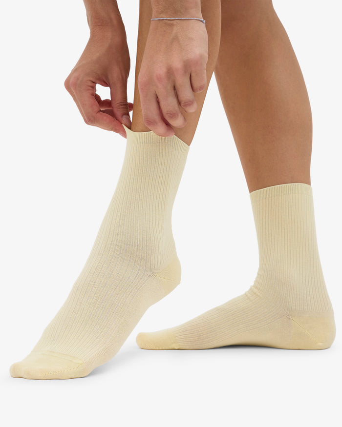 WOMEN CLASSIC ORGANIC SOCK - Soft yellow
