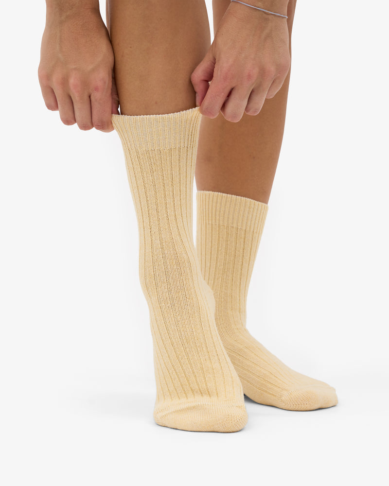 MERINO WOOL BLEND SOCK - Soft Yellow