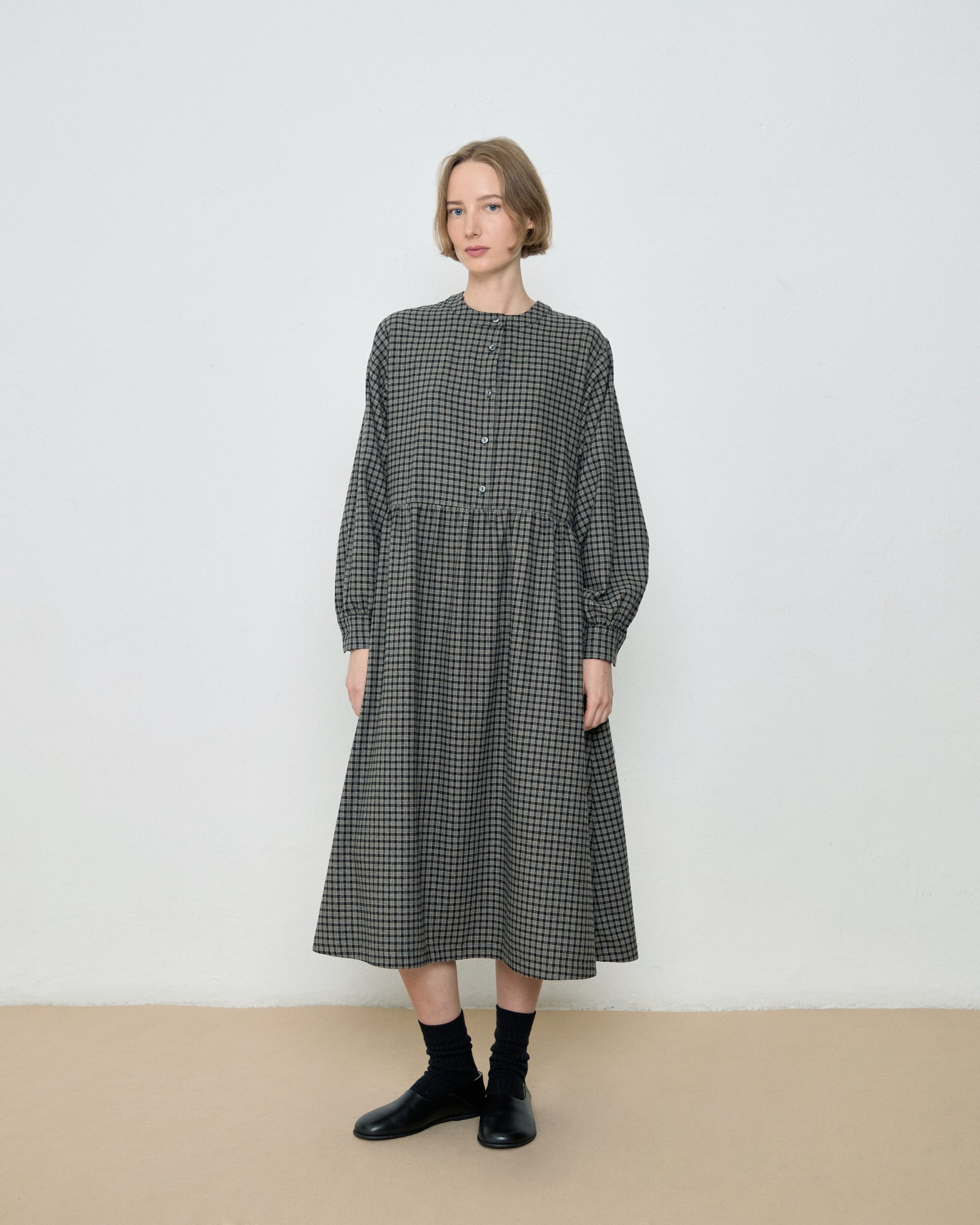 Cirena Checks Dress - Grey