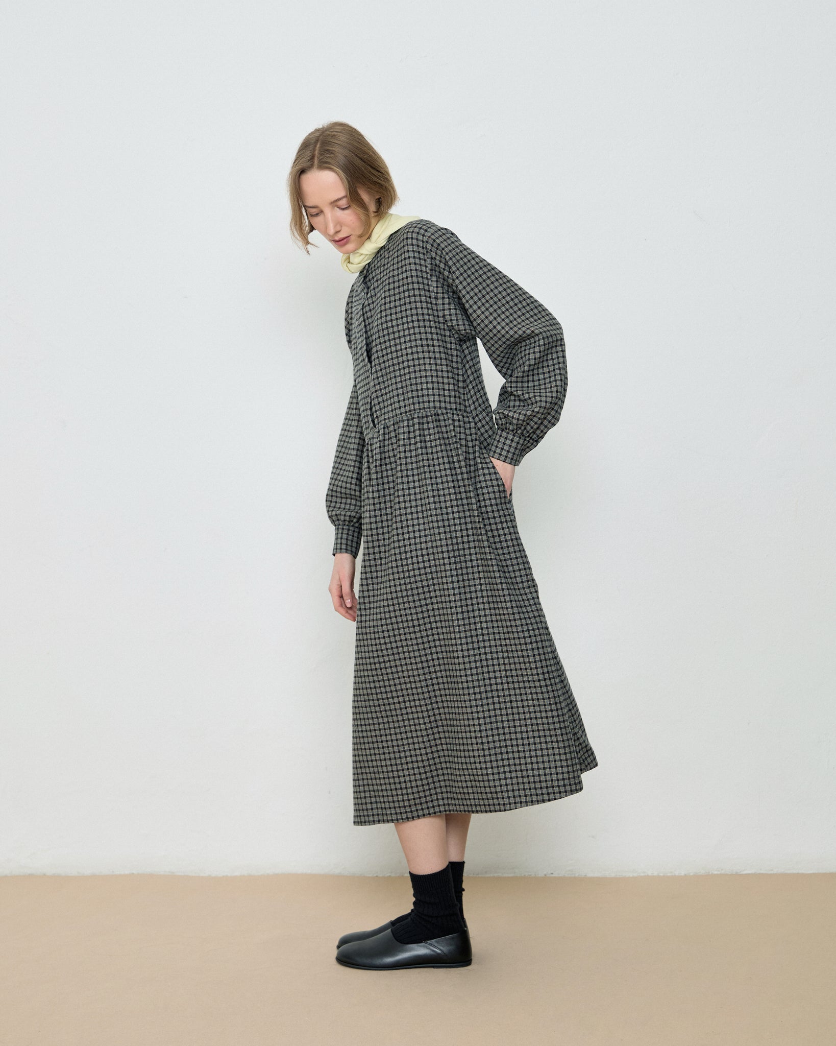 Cirena Checks Dress - Grey