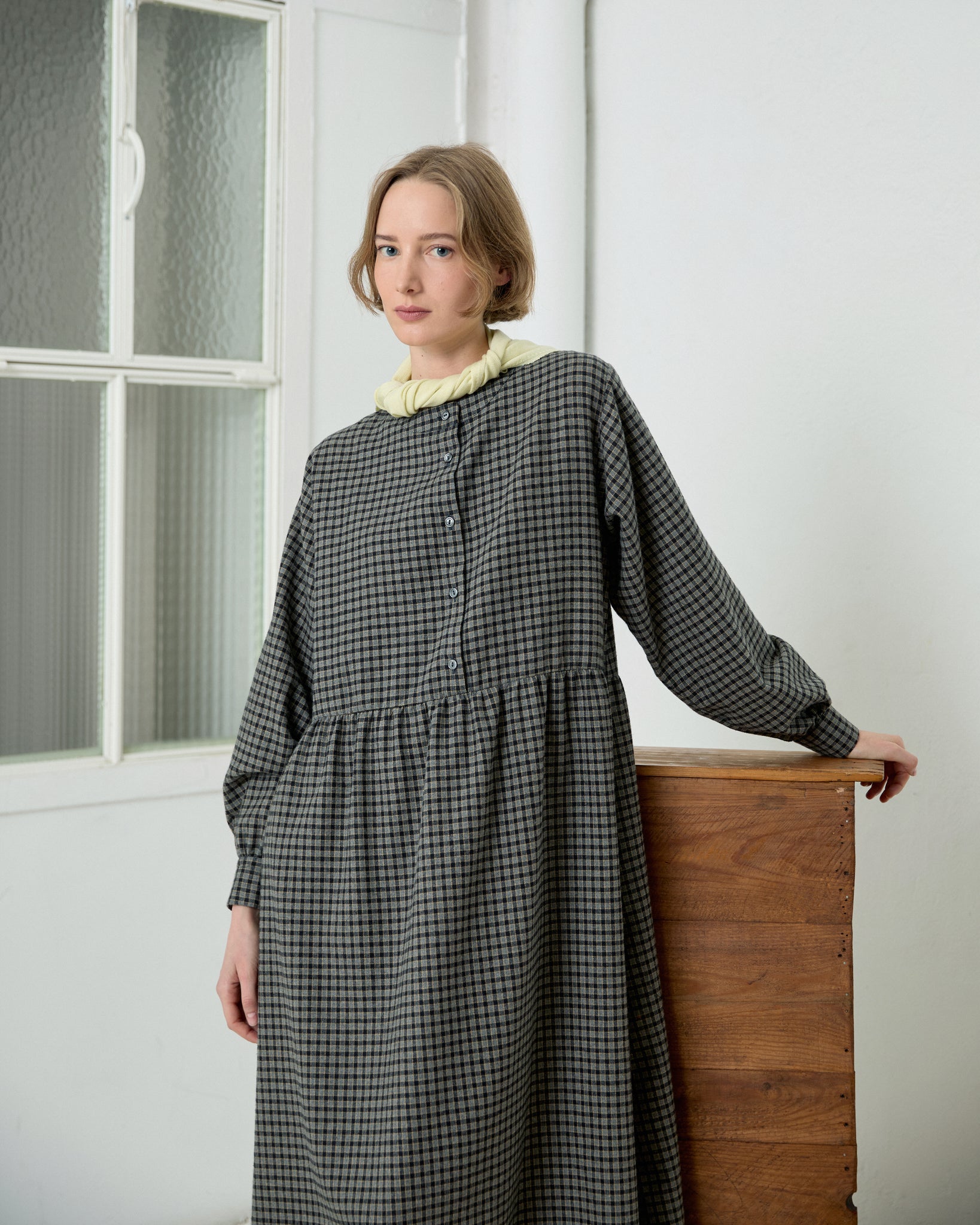 Cirena Checks Dress - Grey