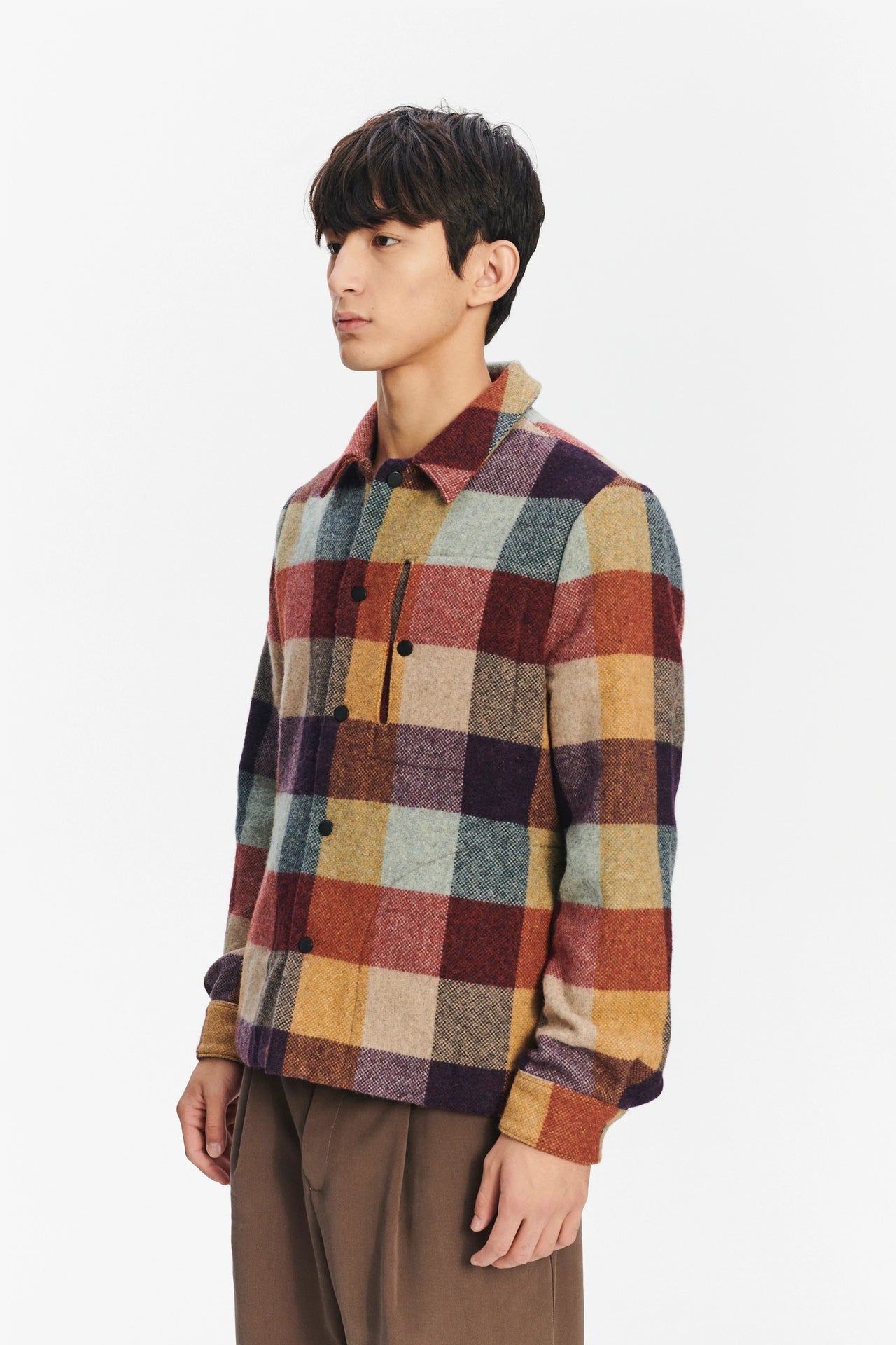 Relaxed Jacket in a Recycled Blend of Wool-Vivid Orange Check