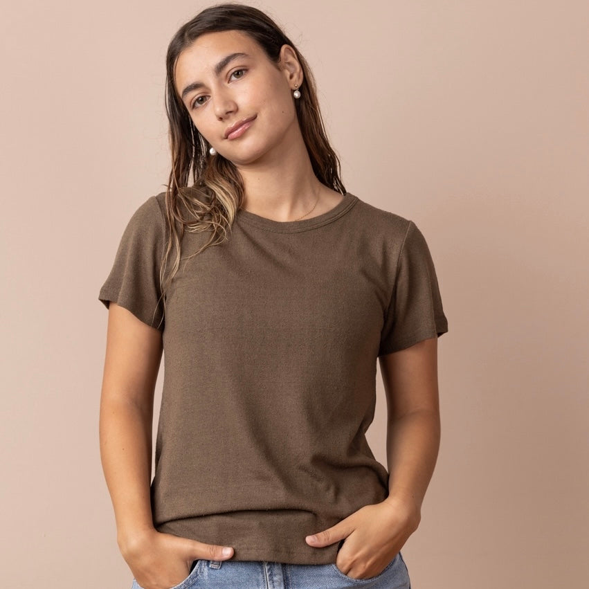 Classic Tee - Women - Bourette Silk - Moss