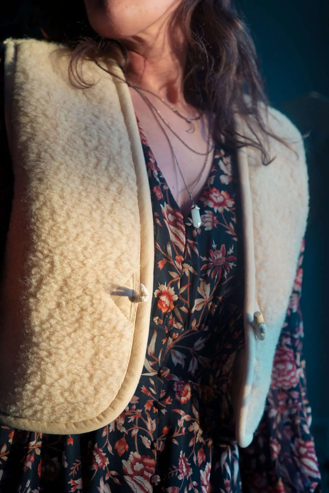 Wollweste Shorty- Latte