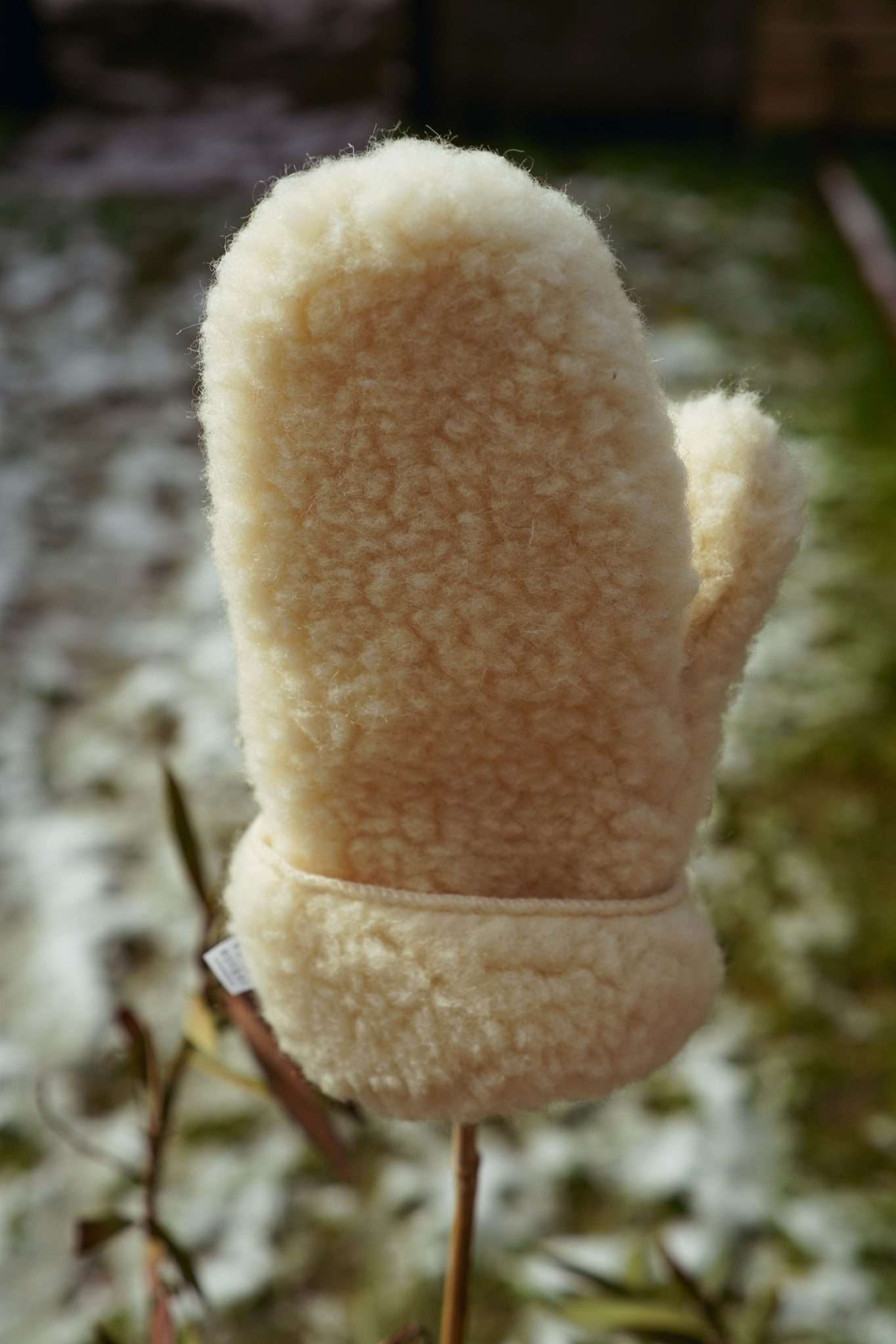 Fäustlinge aus Wolle - Flat White (mit Daumen)