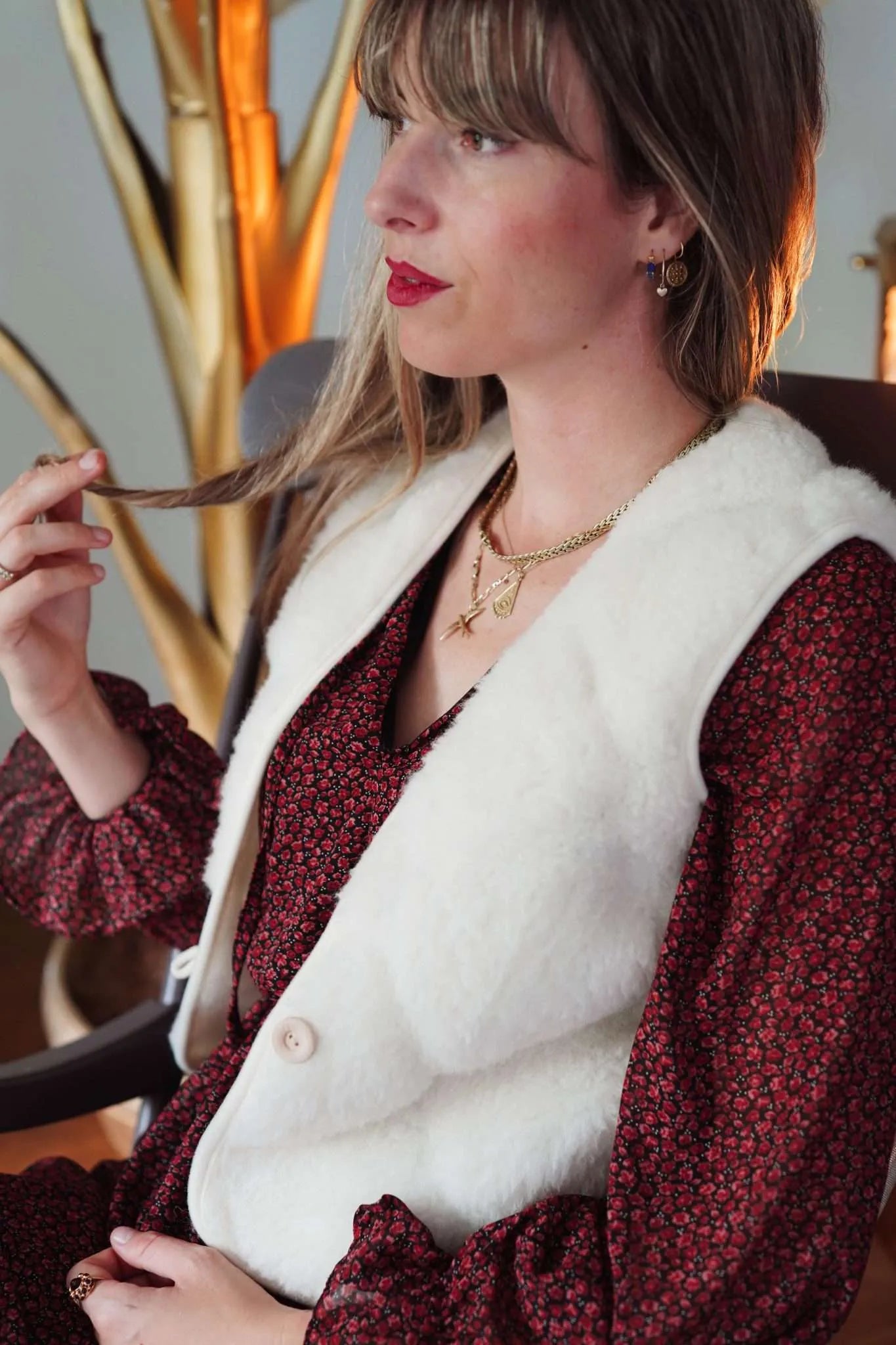 Wollweste Bubble Shorty - Flat White