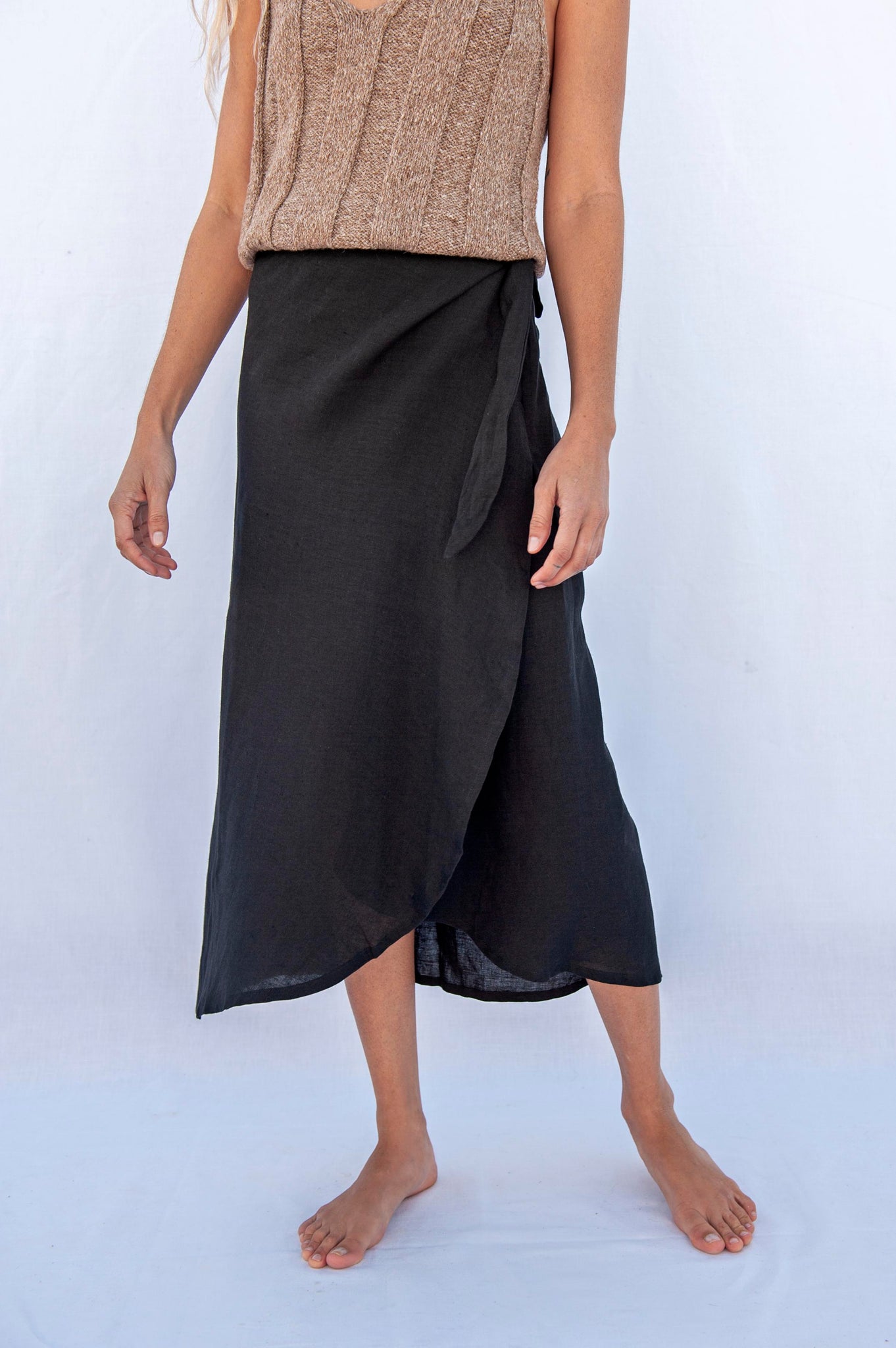 Linen Wrap Skirt Rio - Black