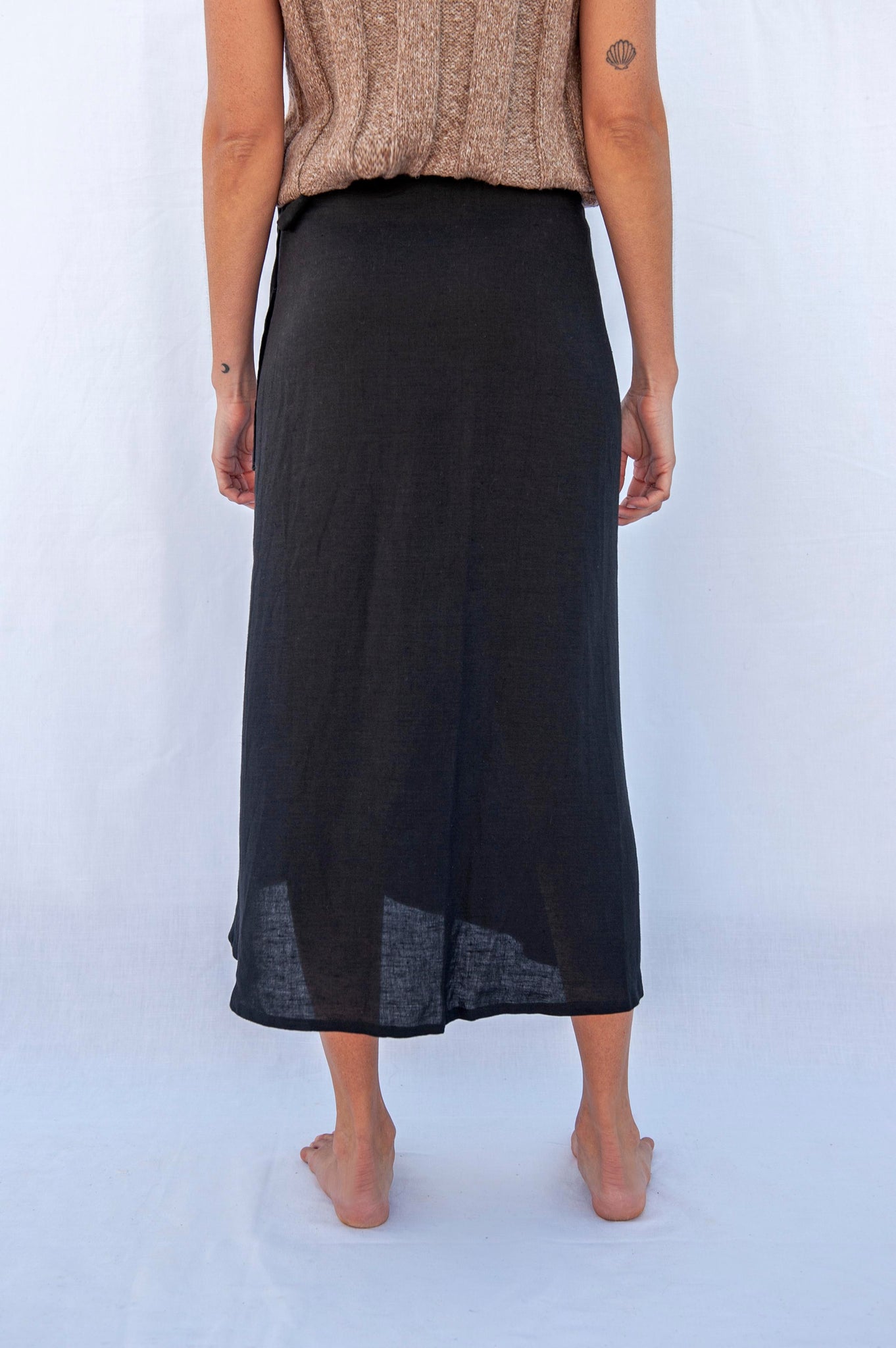 Linen Wrap Skirt Rio - Black