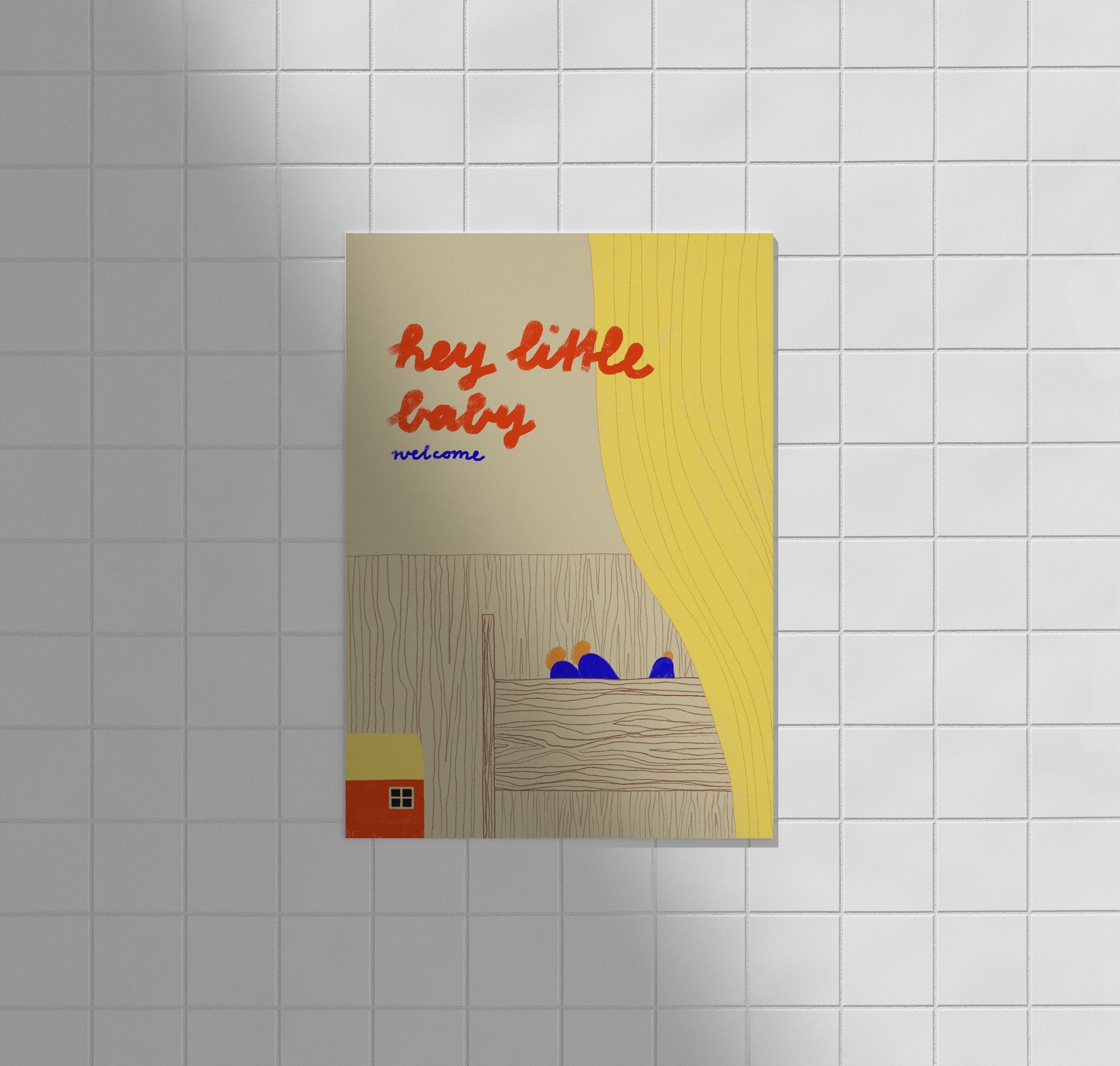 Postkarte hey little baby welcome