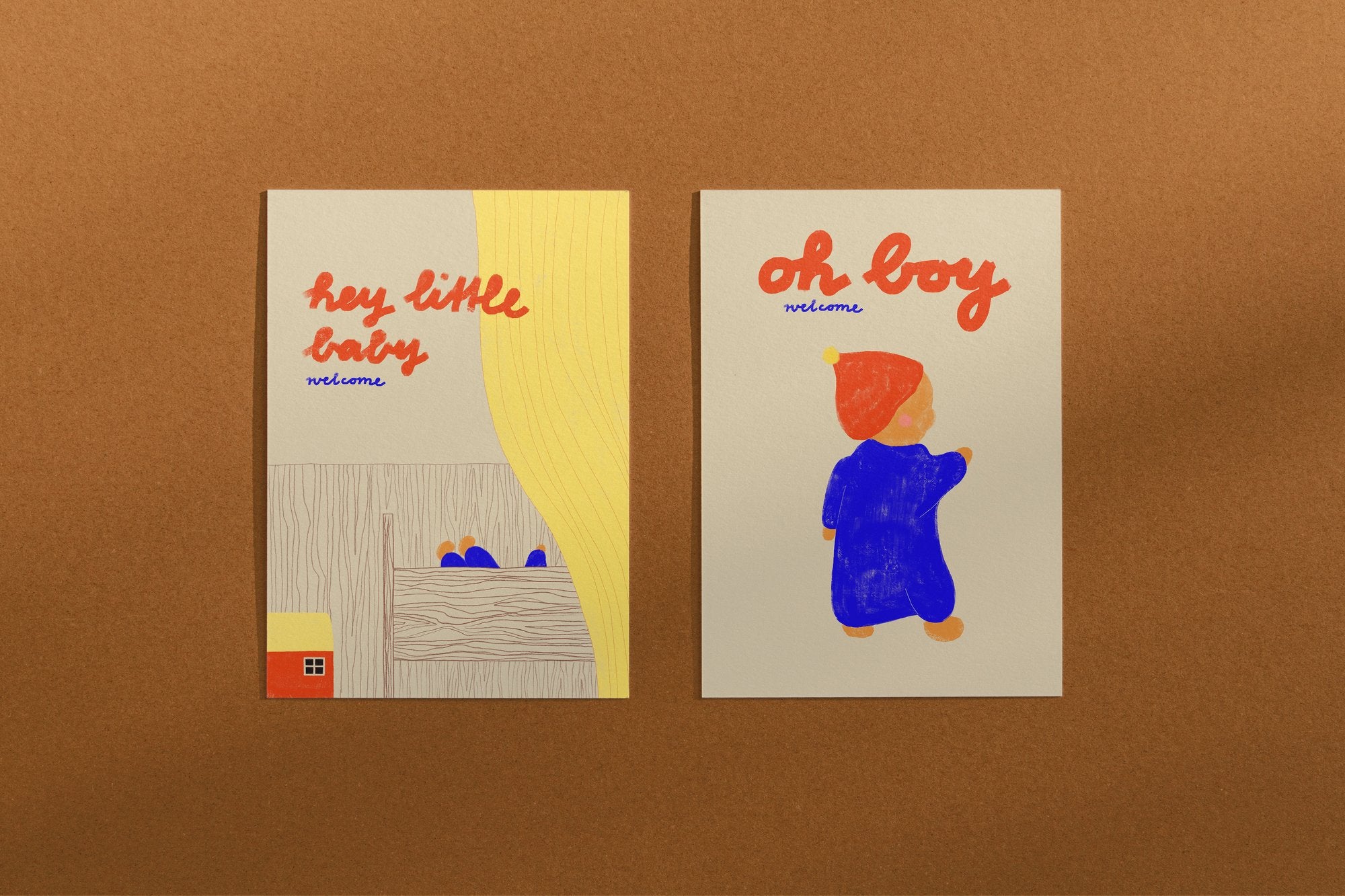 Postkarte hey little baby welcome