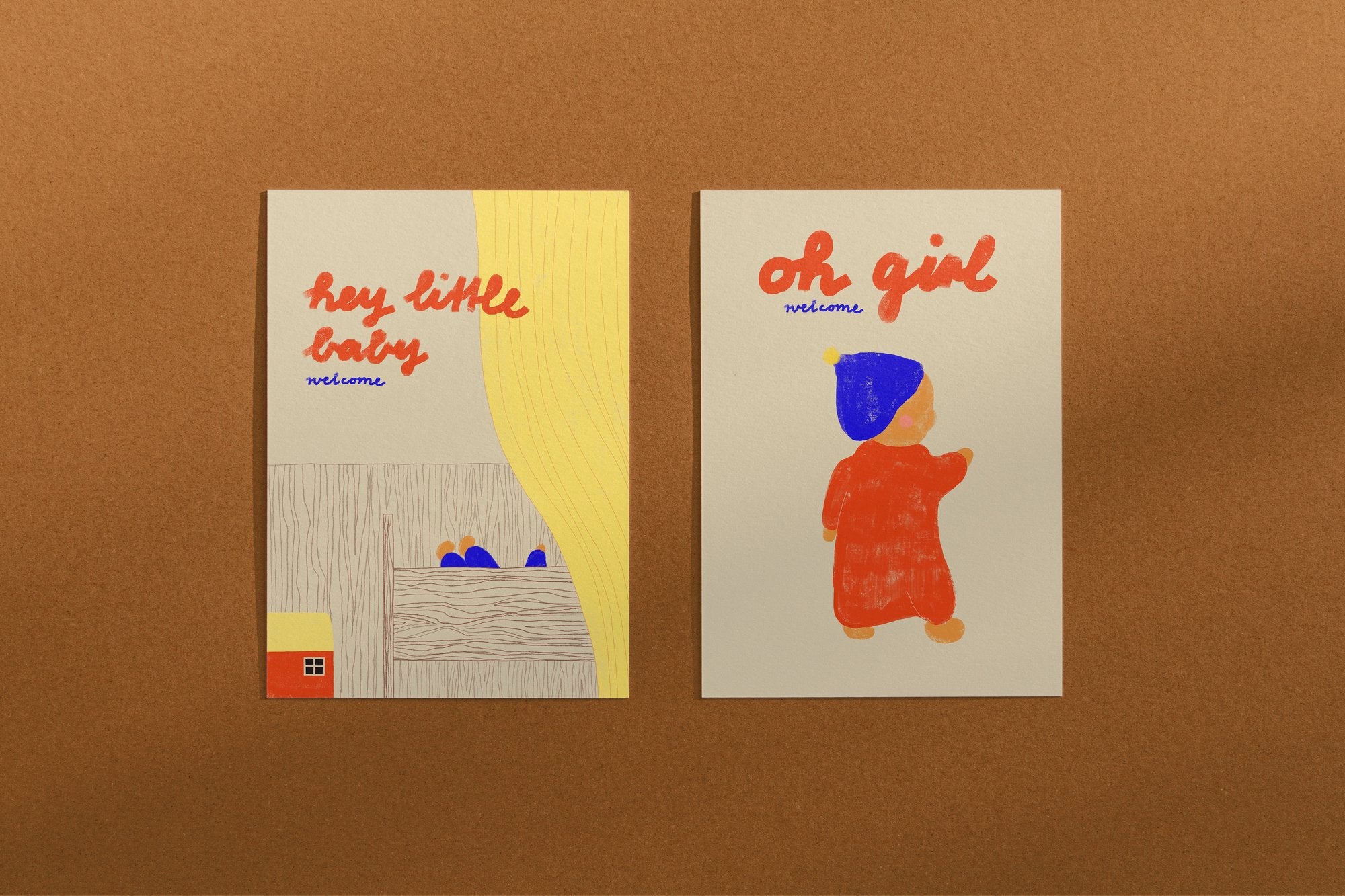Postkarte hey little baby welcome
