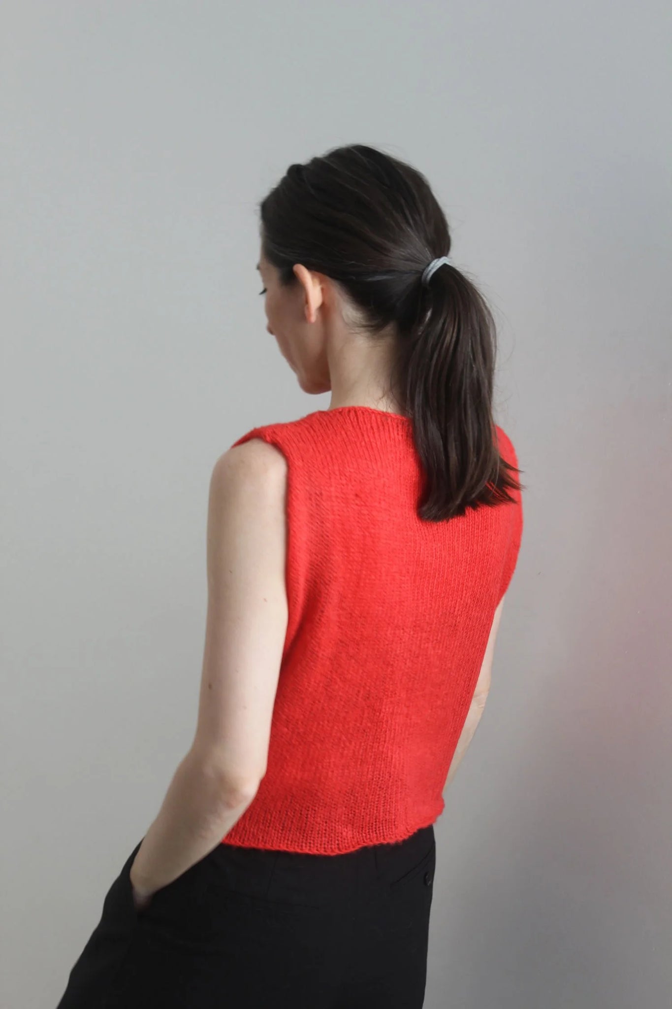 TRAPEZOID MOHAIR VEST - Red
