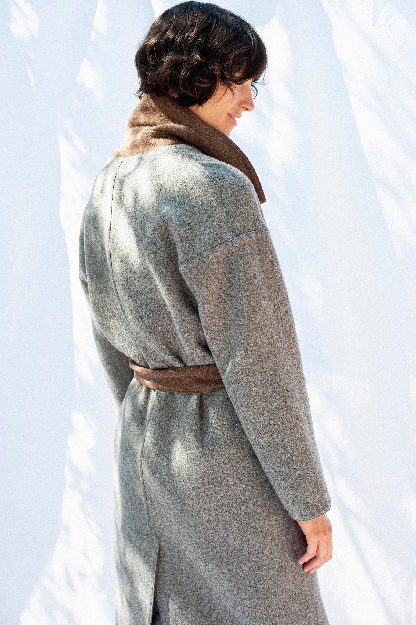 Reversible Babyalpaca Coat Astrid Grey-Brown